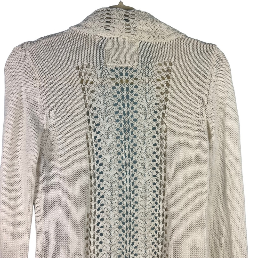 Anthropologie Angel of the North Wool Open Front Knit Cardigan Ivory Size Small - Picture 6 of 10